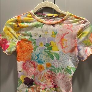 Alice + Olivia Multicolor Mesh Top